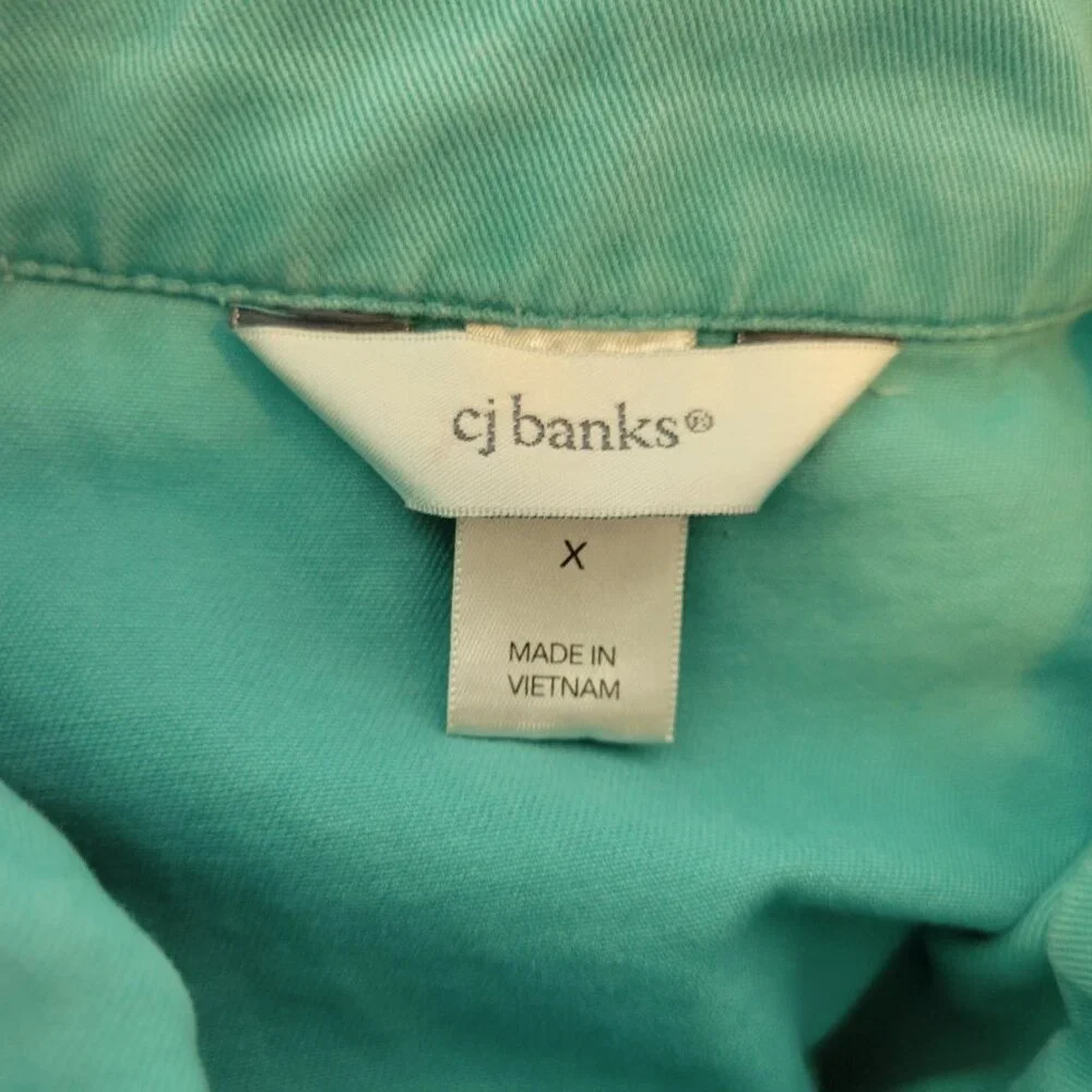 CJ Banks Womens Jacket Extra Large XL Denim Baby Blue Pockets Zip Snap SWE144E - Picture 8 of 10